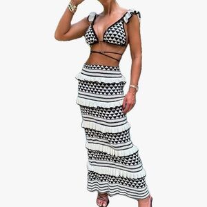 Black and White Patterned Women's matching set